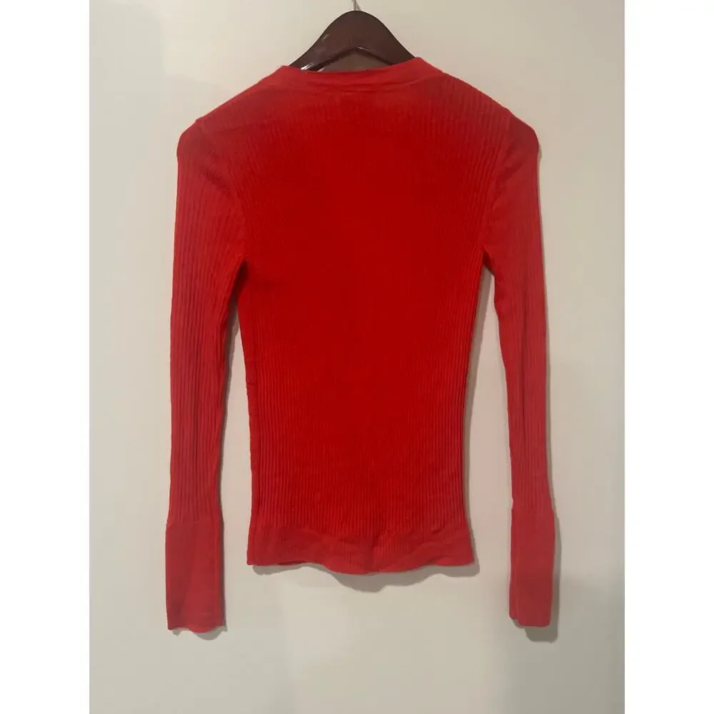 Tory Burch Women's Red Merino Wool Cardigan Sweater Size Small S KB432